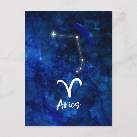 Aries Zodiac Constellation Blue Galaxy Celestial Postkarte (Vorderseite)