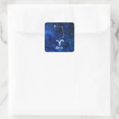 Aries Zodiac Constellation Blue Galaxy Celestial Quadratischer Aufkleber (Tasche)