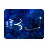 Aries Zodiac Constellation Blue Galaxy Monogram Magnet (Horizontal)