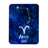 Aries Zodiac Constellation Blue Galaxy Monogram Magnet (Vertikal)