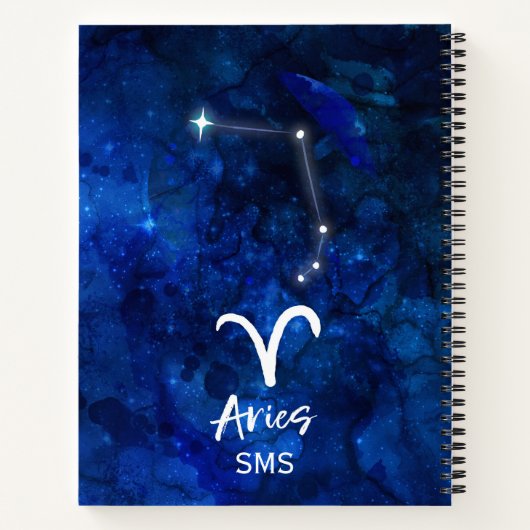Aries Zodiac Constellation Blue Galaxy Monogram Notizblock (Rückseite)