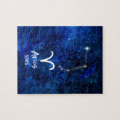 Aries Zodiac Constellation Blue Galaxy Monogram Puzzle (Horizontal)