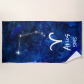 Aries Zodiac Constellation Blue Galaxy Monogram Strandtuch (Vorderseite)