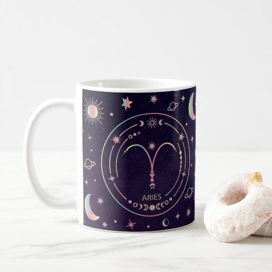 Aries zodiac Constellation Spaß Ernährung Fakten Kaffeetasse (Mit Donut)