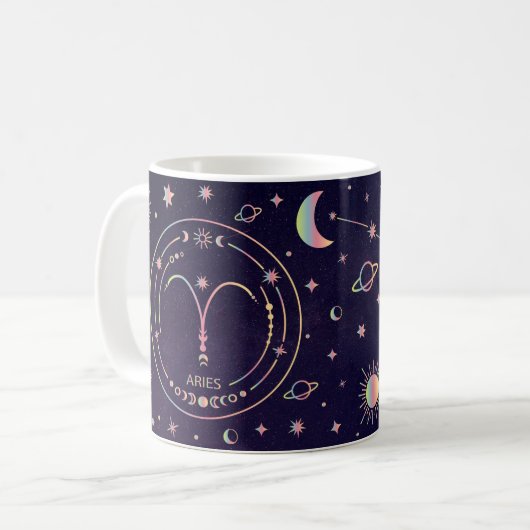 Aries zodiac Constellation Spaß Ernährung Fakten Kaffeetasse (Vorderseite Links)