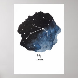 Aries Zodiac Constellation Watercolor Poster
