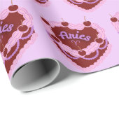 Aries Zodiac Coquette Herz Geburtstagskuchen Geschenkpapier (Rolleneckpunkt)