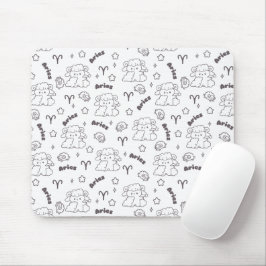 Aries Zodiac Elegance - Line Kunst, Dichtung und M Mousepad