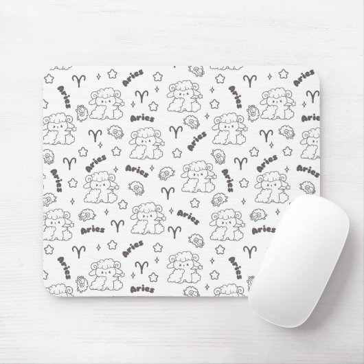Aries Zodiac Elegance - Line Kunst, Dichtung und M Mousepad (Mit Mouse)