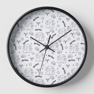 Aries Zodiac Elegance - Line Kunst, Dichtung und M Uhr
