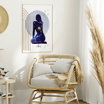 Aries Zodiac Feminine Blue Design