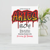 ARIES Zodiac Fire Sign Red Baby Dusche Einladung (Stehend Vorderseite)