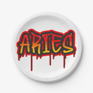 ARIES Zodiac Fire Sign Red Baby Dusche Pappteller