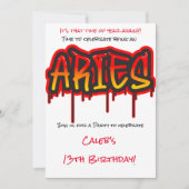 ARIES Zodiac Fire Sign Red Birthday Party Einladung (Vorderseite)