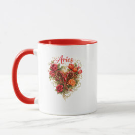Aries Zodiac Floral Heart Mug – Feminine Astrology Tasse