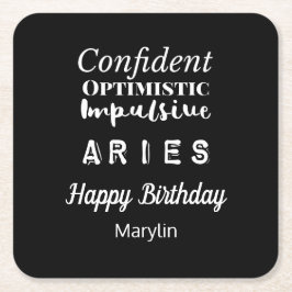 Aries Zodiac Fun Charakteristika Geburtstag Rechteckiger Pappuntersetzer