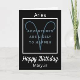 Aries Zodiac Fun Zitat in Blau und Schwarz Geburts Karte
