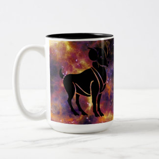 Aries Zodiac Galaxy Silhouette – Astrology Horosco Zweifarbige Tasse