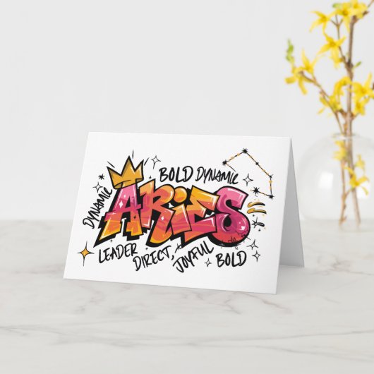Aries Zodiac Graffiti Karte (Gelbe Blume)