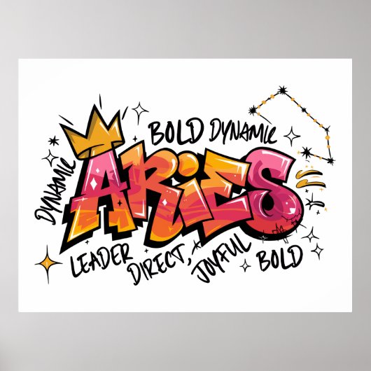 Aries Zodiac Graffiti  Poster (Vorne)