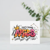 Aries Zodiac Graffiti Postkarte (Stehend Vorderseite)