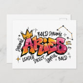 Aries Zodiac Graffiti Postkarte (Vorne/Hinten)