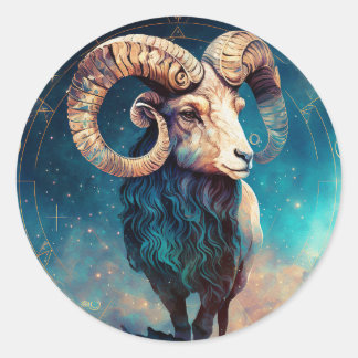 Aries Zodiac Graphic Runder Aufkleber
