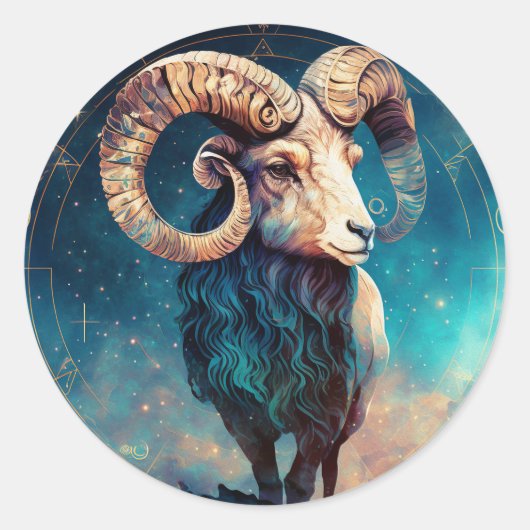 Aries Zodiac Graphic Runder Aufkleber (Vorderseite)