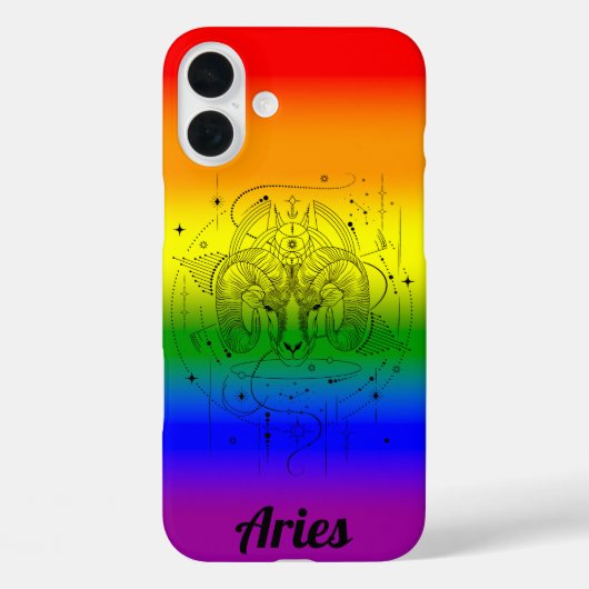 Aries Zodiac LGBTQ Prix Rainbow Design Case-Mate iPhone Hülle (Rückseite)