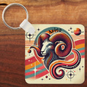 Aries Zodiac Metal Schlüsselanhänger Retro Design (Vorderseite)
