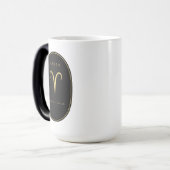 Aries Zodiac Mug – Black & Gold Luxury Emblem | Bl Verwandlungstasse (Vorderseite Links)