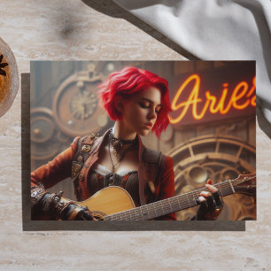 Aries Zodiac Musician Guitar Decoupage Seidenpapier