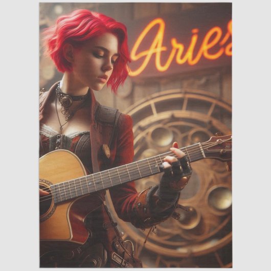 Aries Zodiac Musician Guitar Decoupage Seidenpapier