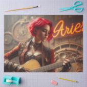 Aries Zodiac Musician Guitar Decoupage Seidenpapier (Basteln)