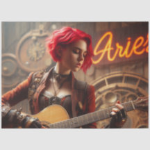 Aries Zodiac Musician Guitar Decoupage