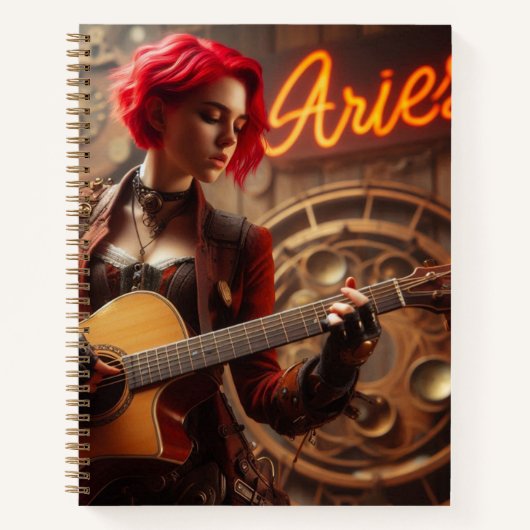 Aries Zodiac Musician Guitar Notizblock (Vorderseite)