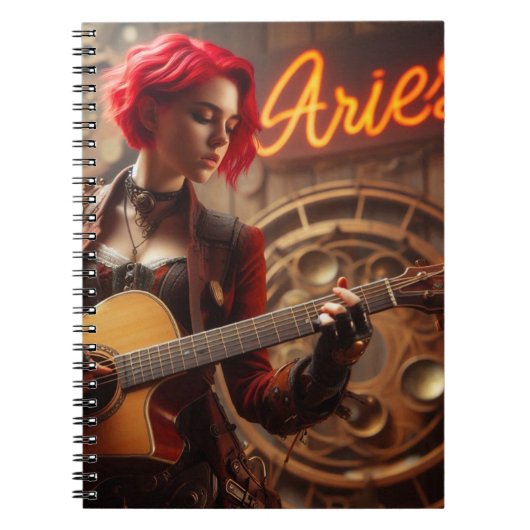 Aries Zodiac Musician Guitar Notizblock (Vorderseite)