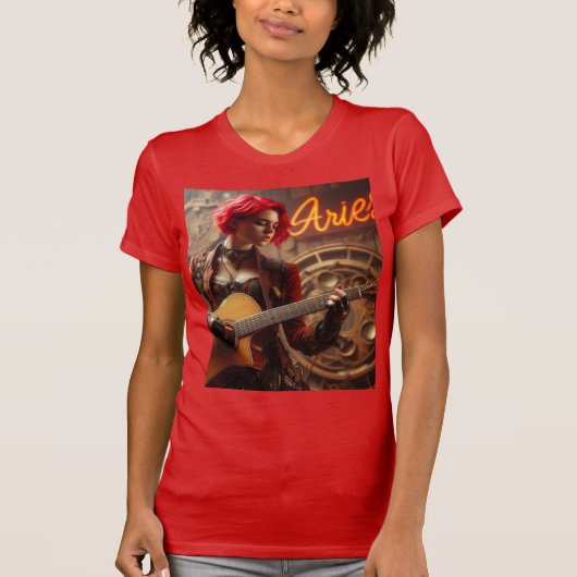 Aries Zodiac Musician Guitar T-Shirt (Vorderseite)
