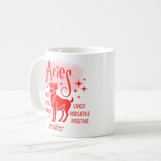 Aries Zodiac Personalisierte Merkmale Horoskop Kaffeetasse (Vorderseite Links)