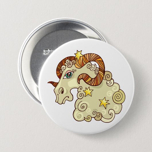 Aries Zodiac Ram farbig astrologisch Button (Vorne & Hinten)