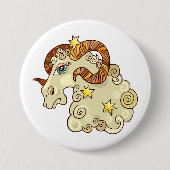 Aries Zodiac Ram farbig astrologisch Button (Vorderseite)