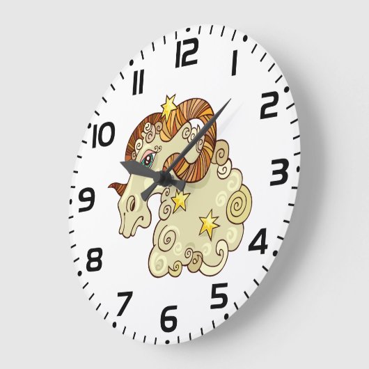Aries Zodiac Ram farbig astrologisch Große Wanduhr (Winkel)