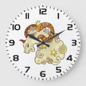 Aries Zodiac Ram farbig astrologisch Große Wanduhr (Vorderseite)