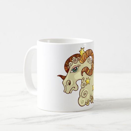 Aries Zodiac Ram farbig astrologisch Kaffeetasse (Vorderseite Links)
