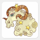 Aries Zodiac Ram farbig astrologisch Quadratischer Aufkleber (Vorderseite)