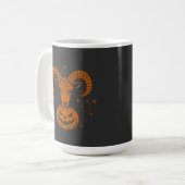 Aries Zodiac Ram mit Halloween Pumpkin Spooky Kaffeetasse (Vorderseite Links)