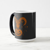 Aries Zodiac Ram mit Halloween Pumpkin Spooky Verwandlungstasse (Vorderseite Links)