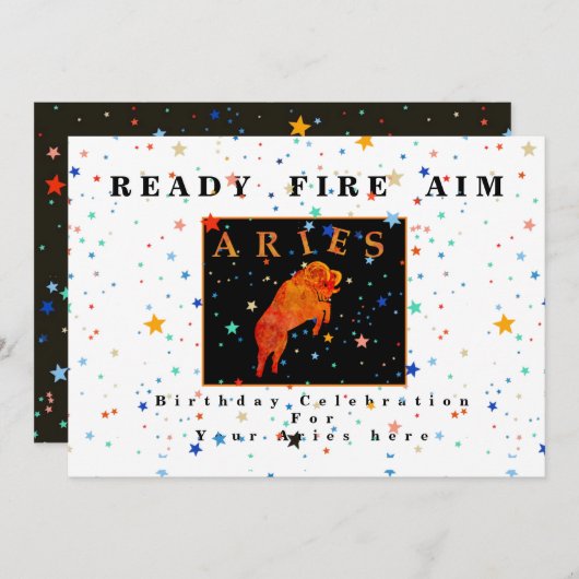 Aries zodiac READY AIM FIRE Moderner Stern Einladu Einladung (Vorne/Hinten)