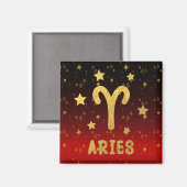 Aries Zodiac Red and Gold Magnet (Vorderseite/Rückseite)