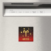 Aries Zodiac Red and Gold Magnet (In Situ (Geschirrspüler))